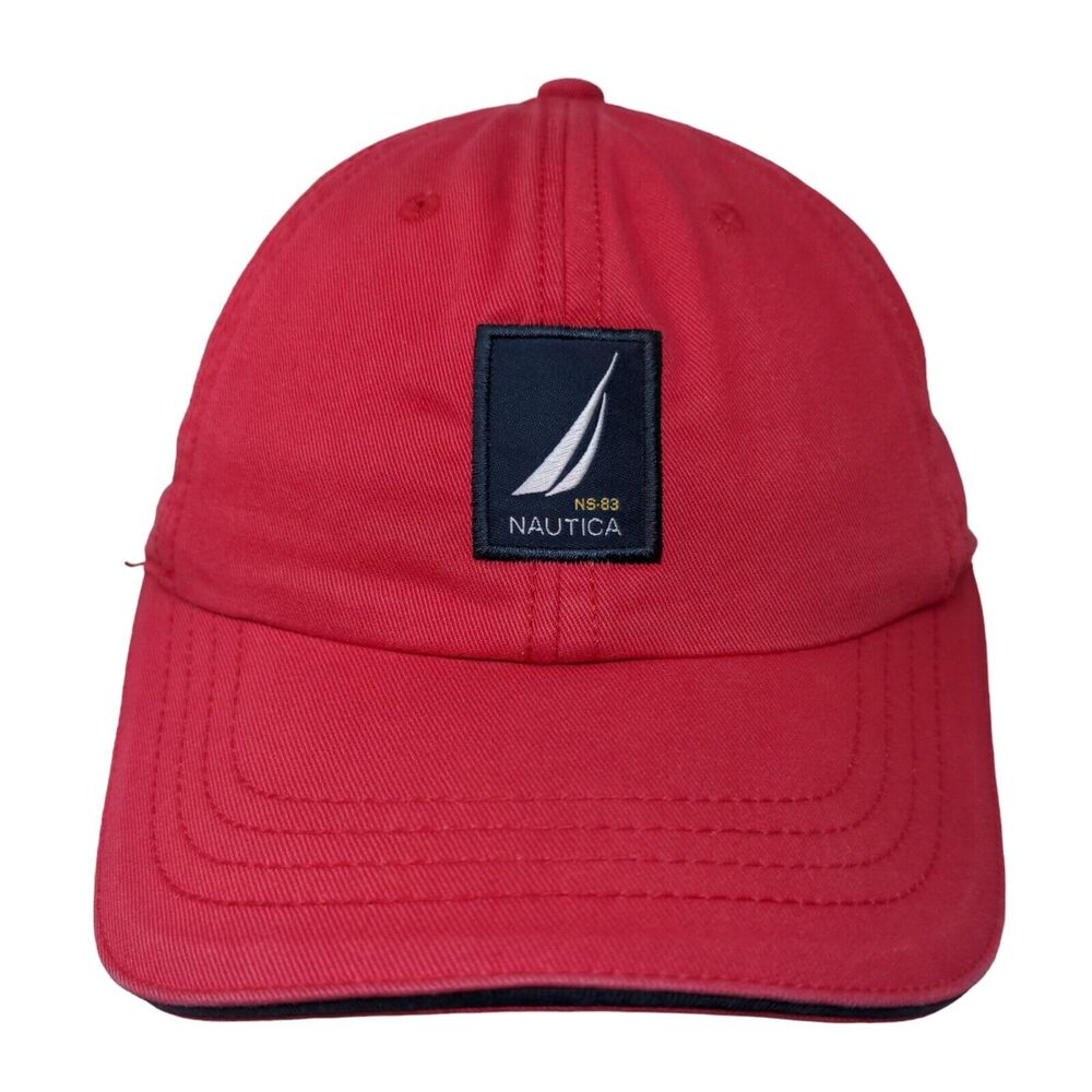 Nautica NS-83 Slideback Hat Red OSFA Adjustable Embroidered Logo 6 Panel